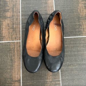 Aldo Black Leather Ballet Flats